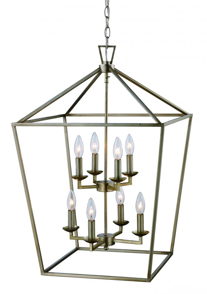 8LT PENDANT-BIRD CAGE-BK/BN